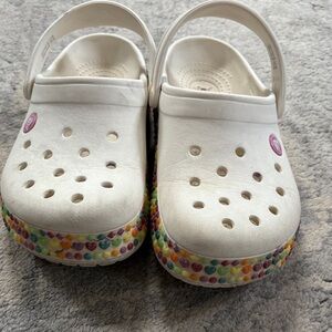 Kids White Clogs with Colorful Sole